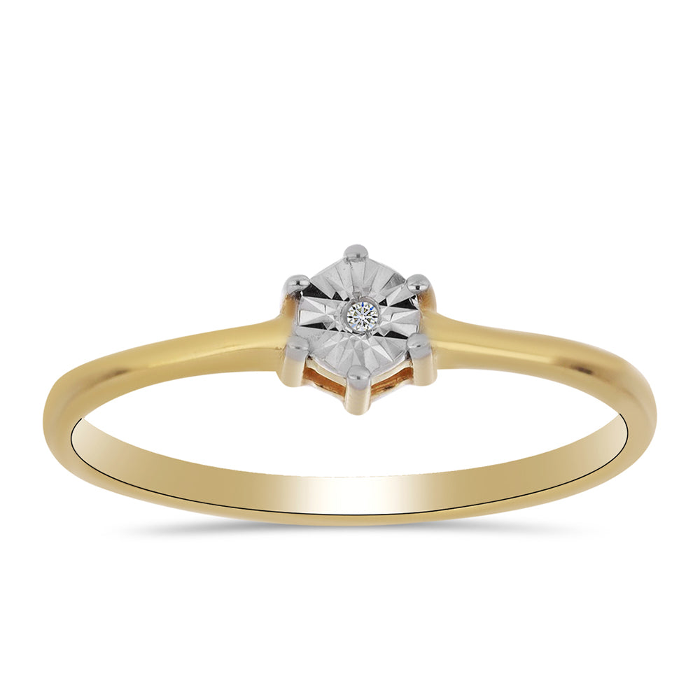 Anillo de Plata Bañada en Oro con Diamante blanco