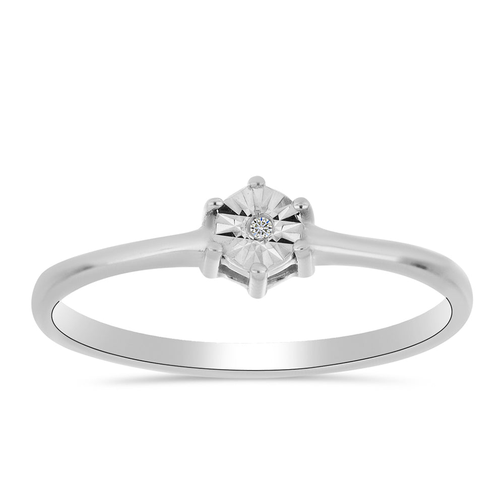 Anillo de Plata con Diamante blanco 3 