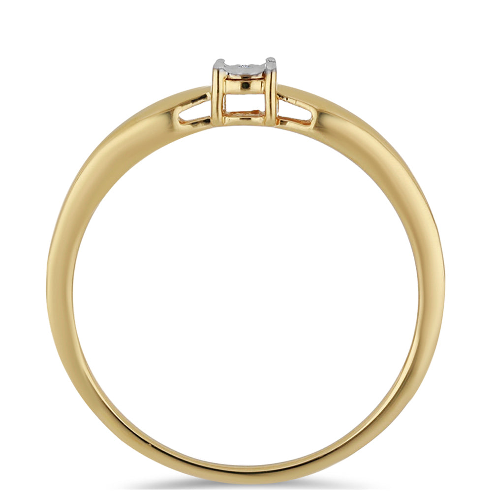 Anillo de Plata Bañada en Oro con Diamante blanco 2 