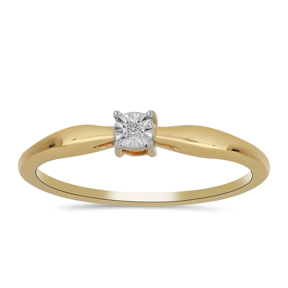 Anillo de Plata Bañada en Oro con Diamante blanco 3 