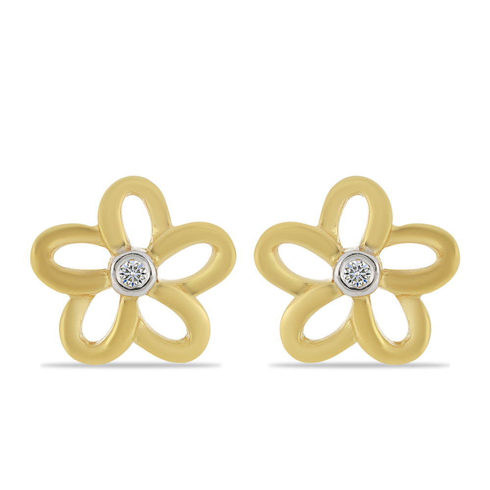 Pendientes de Plata Bañada en Oro con Diamante blanco 1 