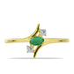 Anillo de Plata Bañada en Oro con Esmeralda de Brasil y Topacio Blanco