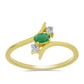 Anillo de Plata Bañada en Oro con Esmeralda de Brasil y Topacio Blanco