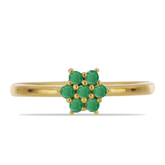 Anillo de Plata Bañada en Oro con Esmeralda de Brasil