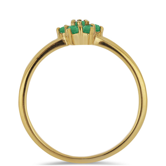 Anillo de Plata Bañada en Oro con Esmeralda de Brasil