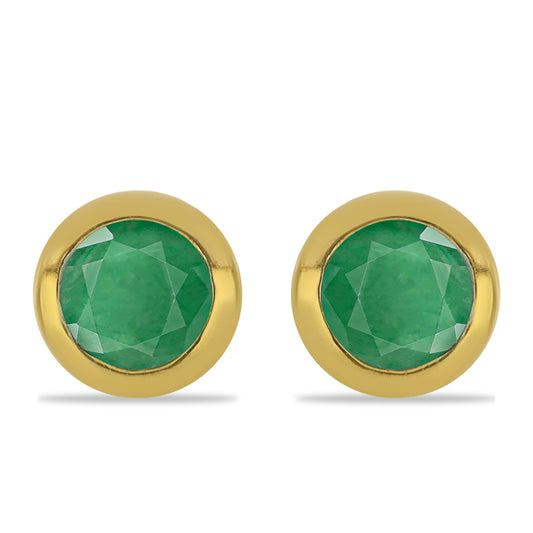 Pendientes de Plata Bañada en Oro con Esmeralda de Brasil