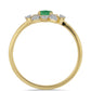 Anillo de Plata Bañada en Oro con Esmeralda de Brasil y Zircón Blanco