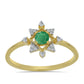Anillo de Plata Bañada en Oro con Esmeralda de Brasil y Zircón Blanco