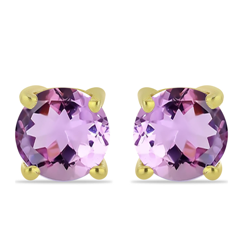 Pendientes de Plata Bañada en Oro con Amatista Rosa de Francia 1 