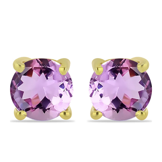 Pendientes de Plata Bañada en Oro con Amatista Rosa de Francia