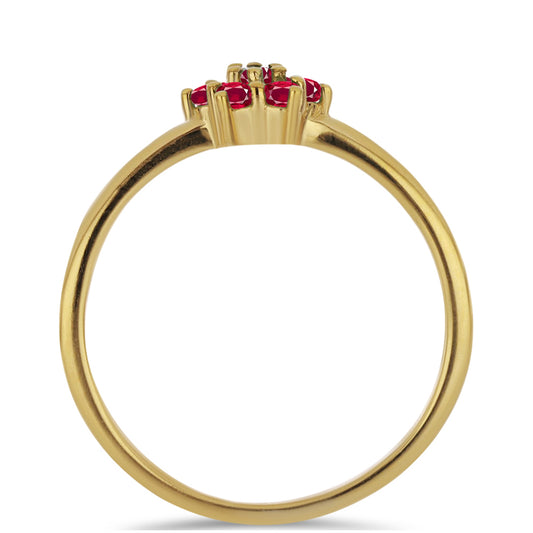 Anillo de Plata Bañada en Oro con Rubí de Madagascar