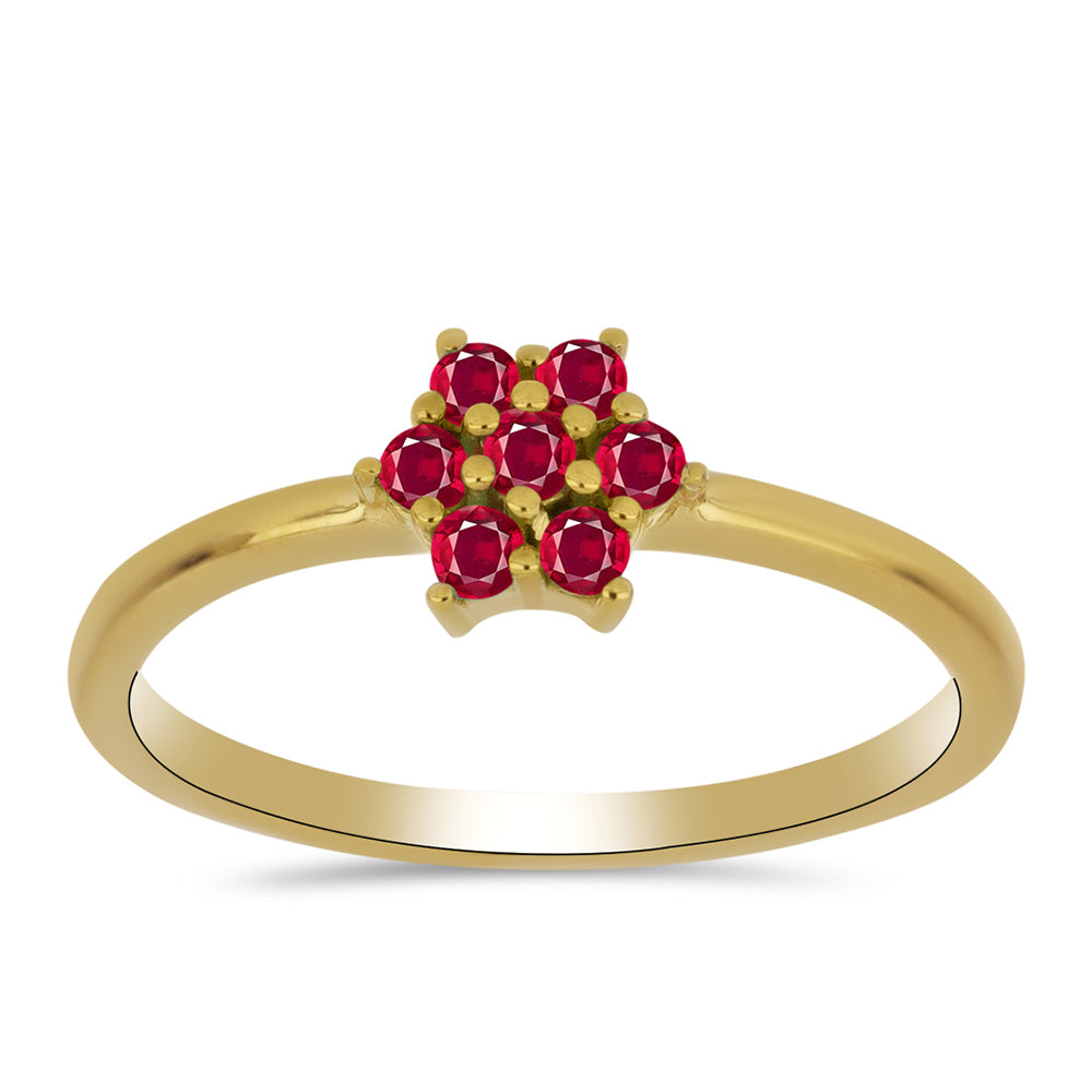 Anillo de Plata Bañada en Oro con Rubí de Madagascar