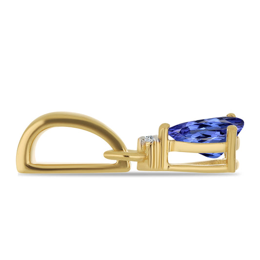 Colgante de Plata Bañada en Oro con Tanzanita y Diamante blanco