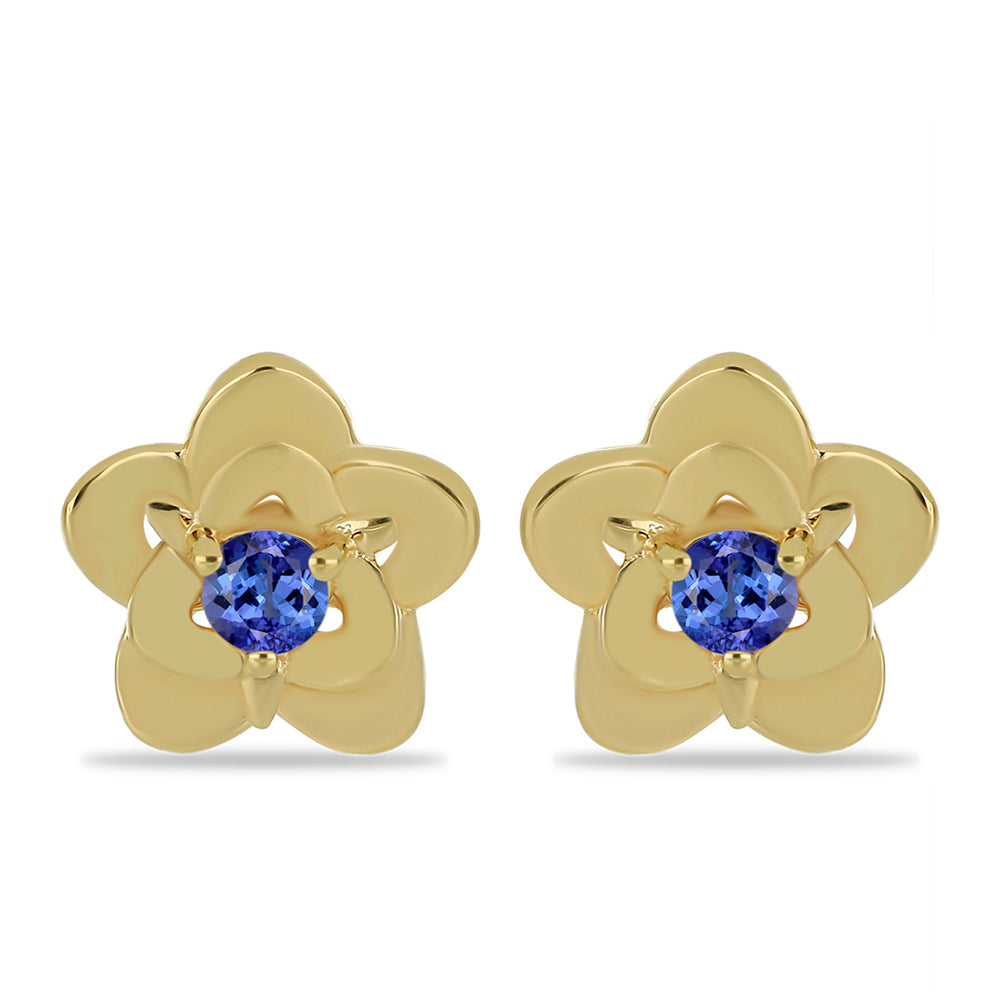 Pendientes de Plata Bañada en Oro con Tanzanita