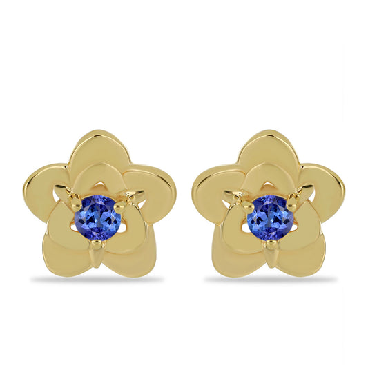 Pendientes de Plata Bañada en Oro con Tanzanita