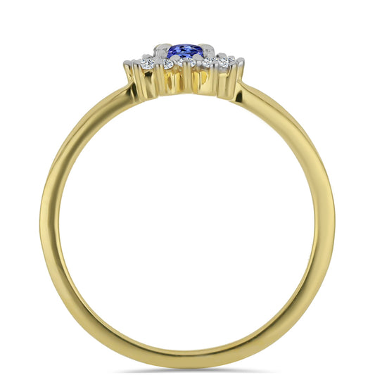 Anillo de Plata Bañada en Oro con Tanzanita y Zircón Blanco