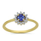 Anillo de Plata Bañada en Oro con Tanzanita y Zircón Blanco