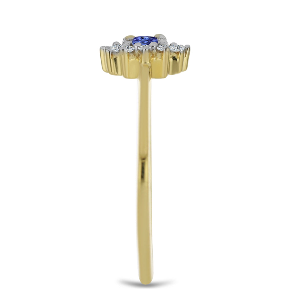 Anillo de Plata Bañada en Oro con Tanzanita y Zircón Blanco 4 