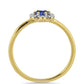 Anillo de Plata Bañada en Oro con Tanzanita y Zircón Blanco