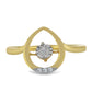 Anillo de Plata Bañada en Oro con Diamante blanco y Zircón Blanco