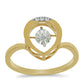 Anillo de Plata Bañada en Oro con Diamante blanco y Zircón Blanco