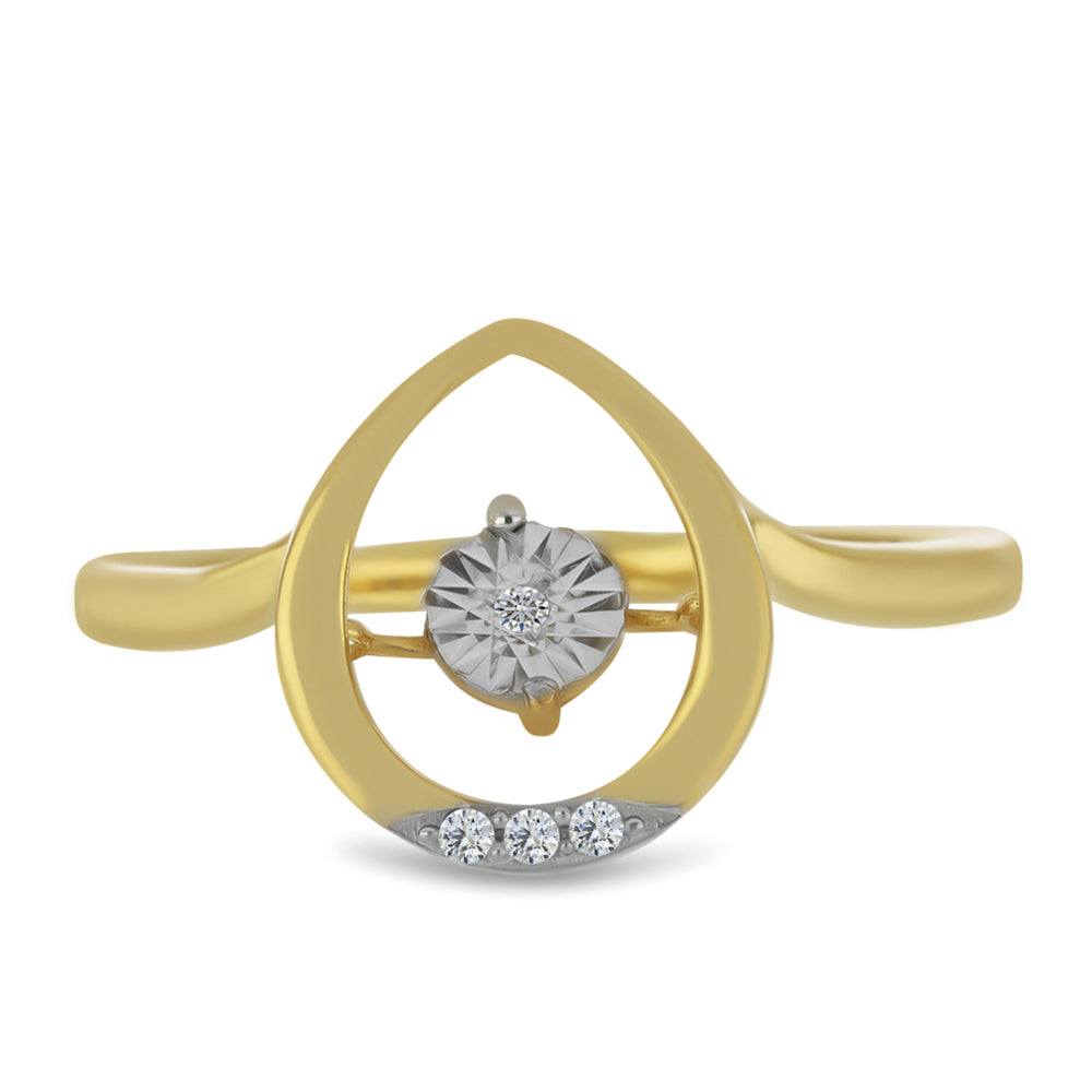 Anillo de Plata Bañada en Oro con Diamante blanco y Zircón Blanco