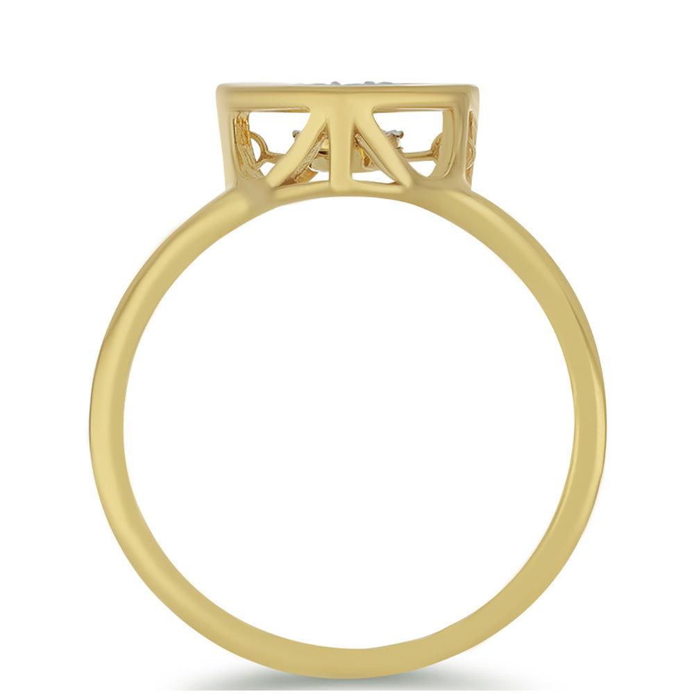 Anillo de Plata Bañada en Oro con Diamante blanco y Zircón Blanco