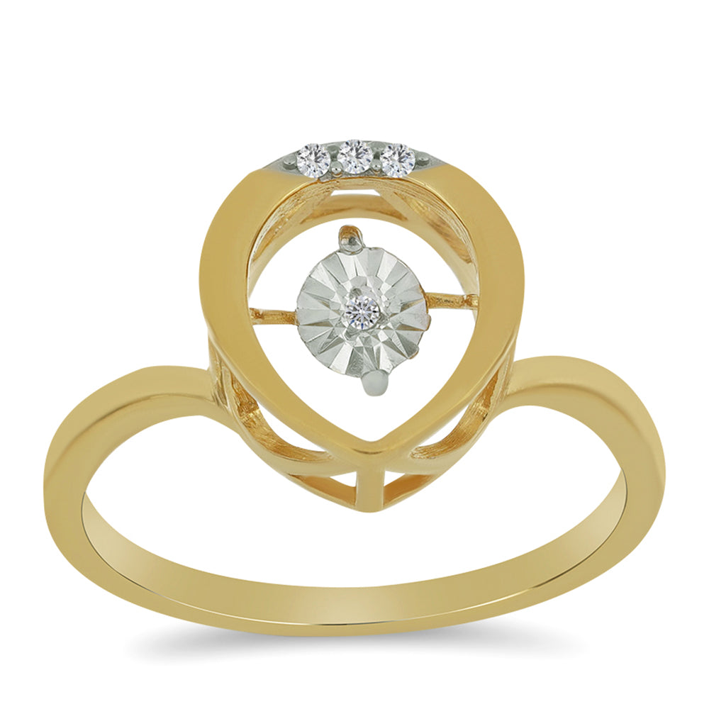 Anillo de Plata Bañada en Oro con Diamante blanco y Zircón Blanco 3 