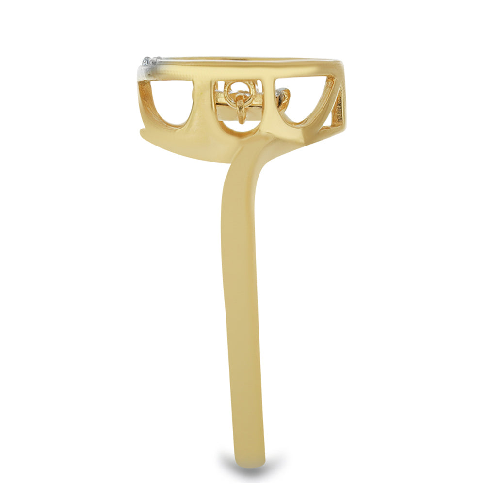 Anillo de Plata Bañada en Oro con Diamante blanco y Zircón Blanco