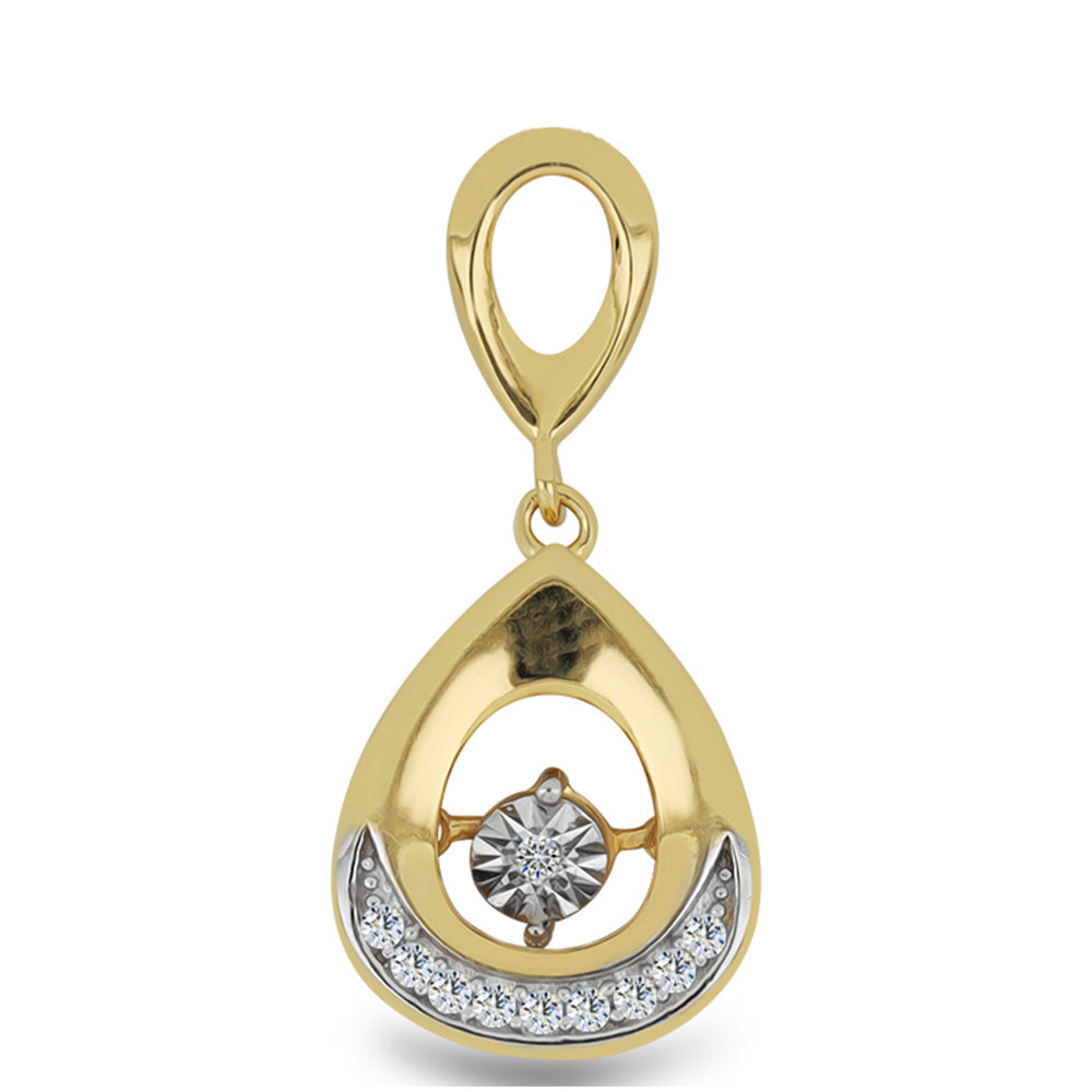 Colgante de Plata Bañada en Oro con Diamante blanco y Zircón Blanco