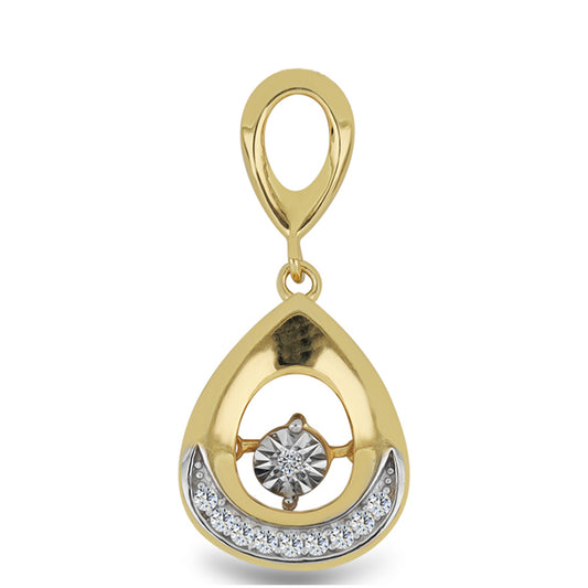 Colgante de Plata Bañada en Oro con Diamante blanco y Zircón Blanco
