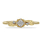 Anillo de Plata Bañada en Oro con Diamante blanco y Zircón Blanco