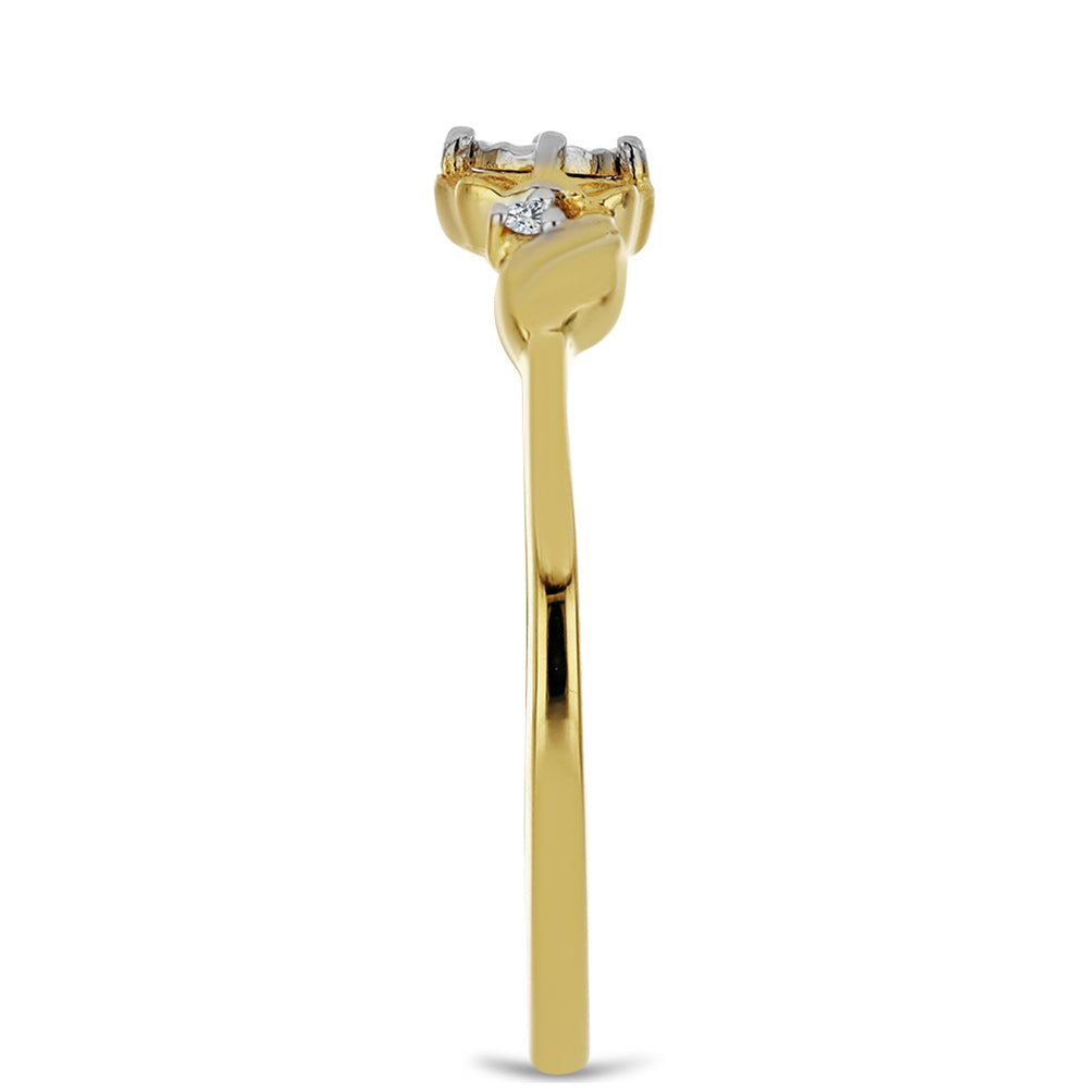 Anillo de Plata Bañada en Oro con Diamante blanco y Zircón Blanco 4 