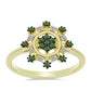 Anillo de Plata Bañada en Oro con Diamante Verde y Diamante blanco