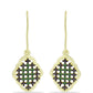Pendientes de Plata Bañada en Oro con Diamante Verde