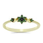 Anillo de Plata Bañada en Oro con Diamante Verde