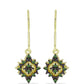Pendientes de Plata Bañada en Oro con Diamante Verde