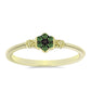 Anillo de Plata Bañada en Oro con Diamante Verde