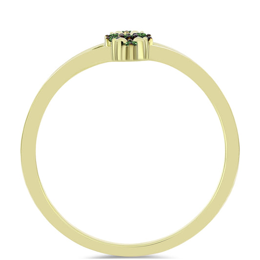 Anillo de Plata Bañada en Oro con Diamante Verde