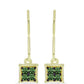 Pendientes de Plata Bañada en Oro con Diamante Verde
