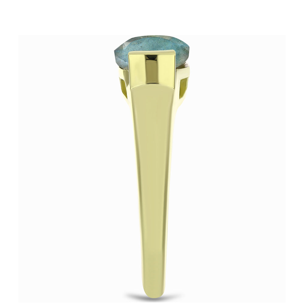 Anillo de Plata Bañada en Oro con Labradorita 4 