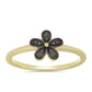 Anillo de Plata Bañada en Oro con Diamante Verde