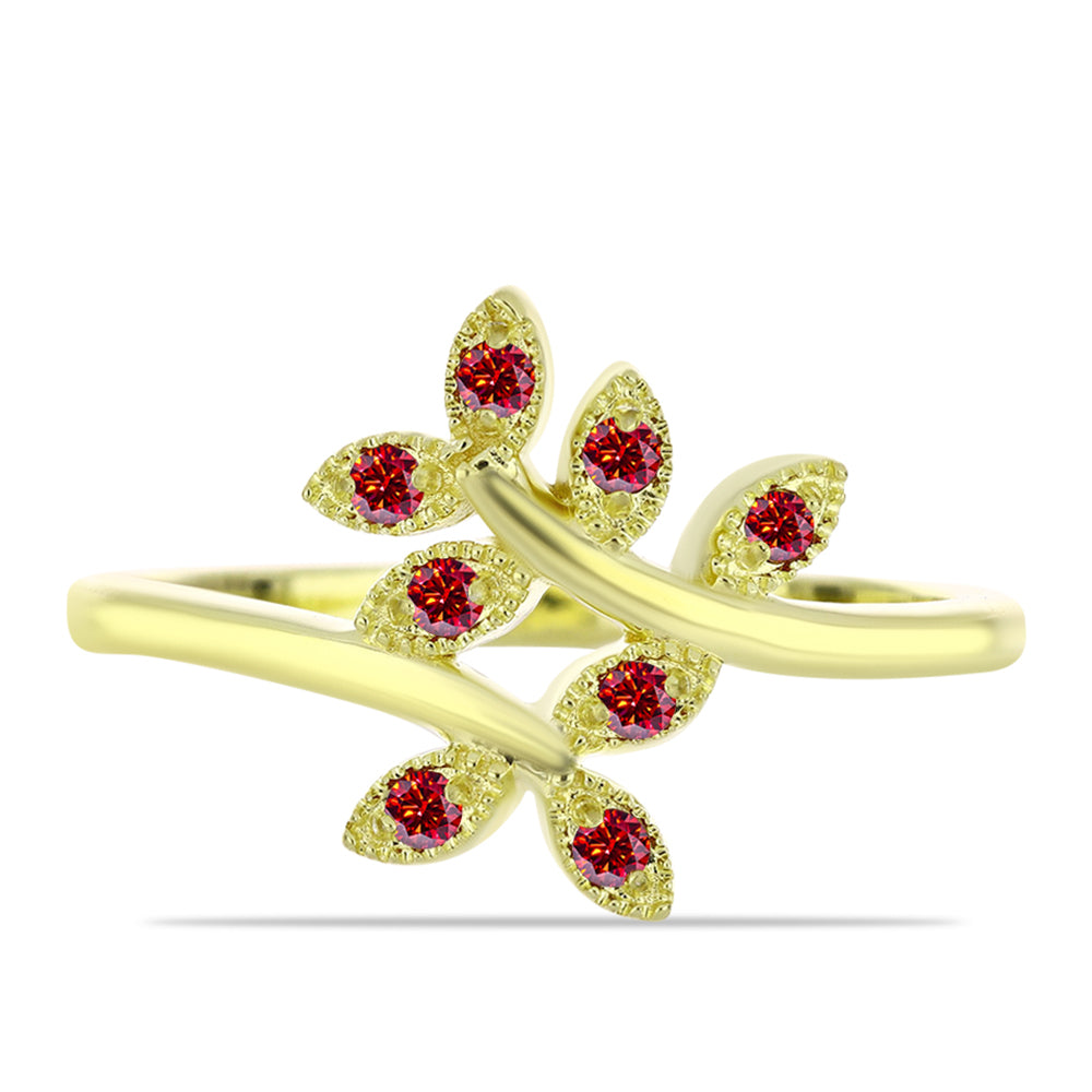 Anillo de Plata Bañada en Oro con Majestuosa moisanita roja 1 