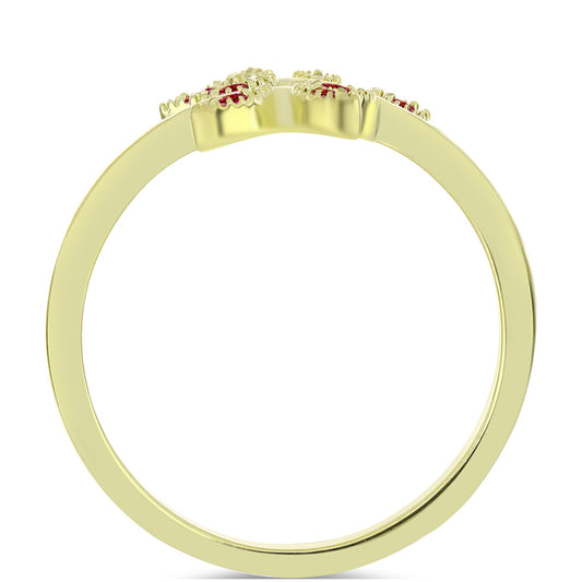 Anillo de Plata Bañada en Oro con Majestuosa moisanita roja