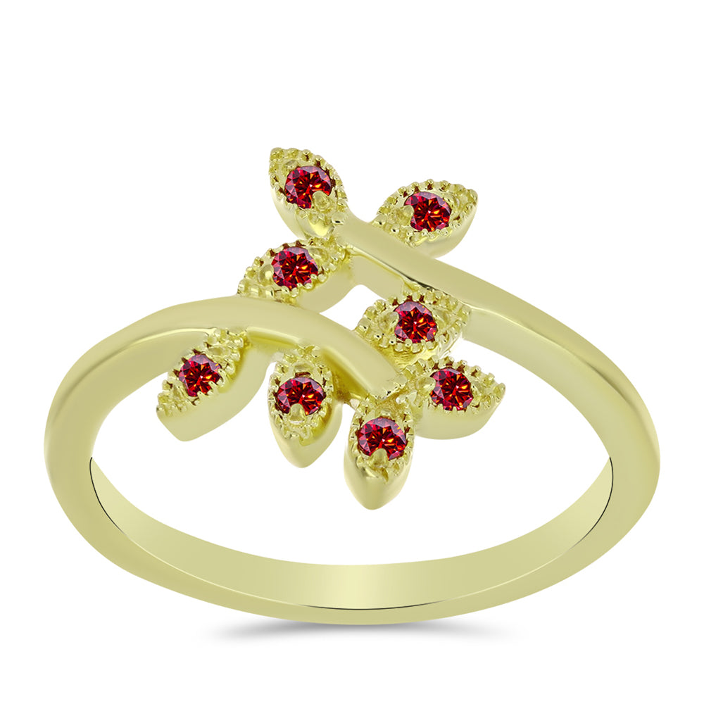 Anillo de Plata Bañada en Oro con Majestuosa moisanita roja 3 