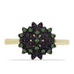 Anillo de Plata Bañada en Oro con Diamante Verde