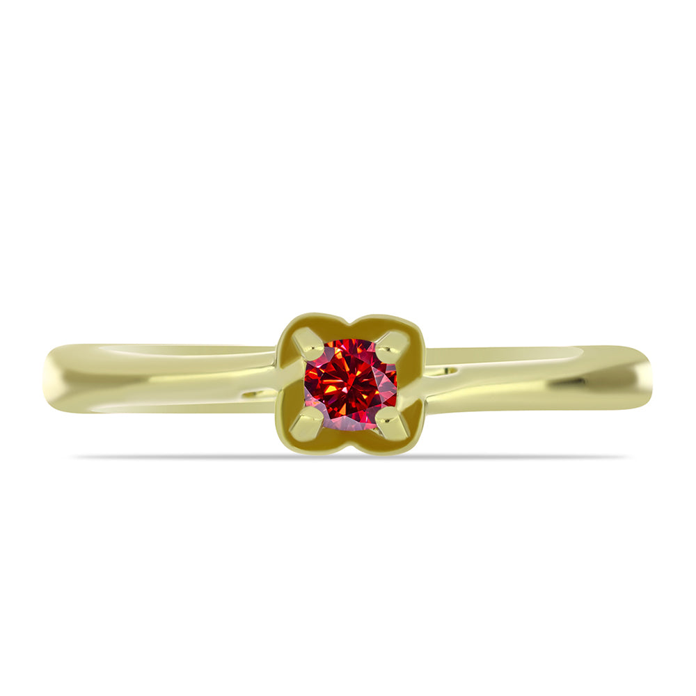 Anillo de Plata Bañada en Oro con Majestuosa moisanita roja