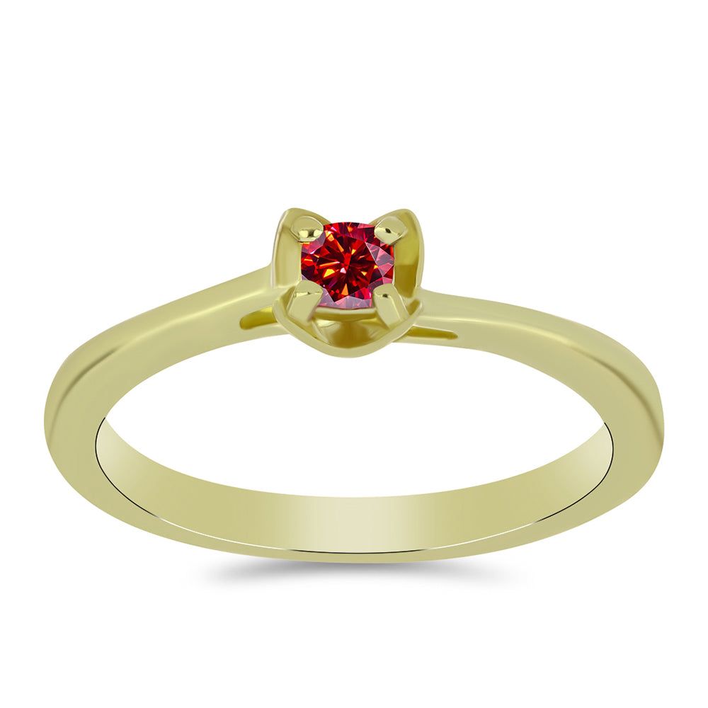 Anillo de Plata Bañada en Oro con Majestuosa moisanita roja 3 