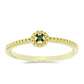 Anillo de Plata Bañada en Oro con Diamante Verde