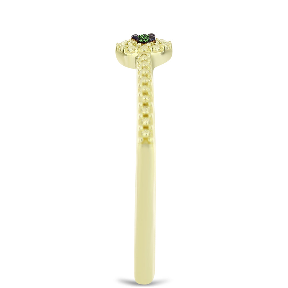 Anillo de Plata Bañada en Oro con Diamante Verde 4 